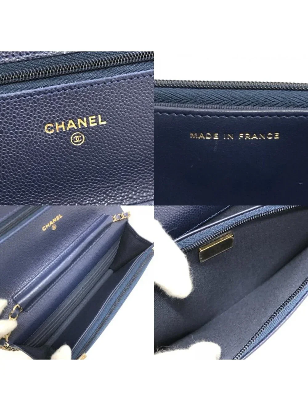 Chanel Shoulder Bag CC Logo Classic Caviar Leather Blue